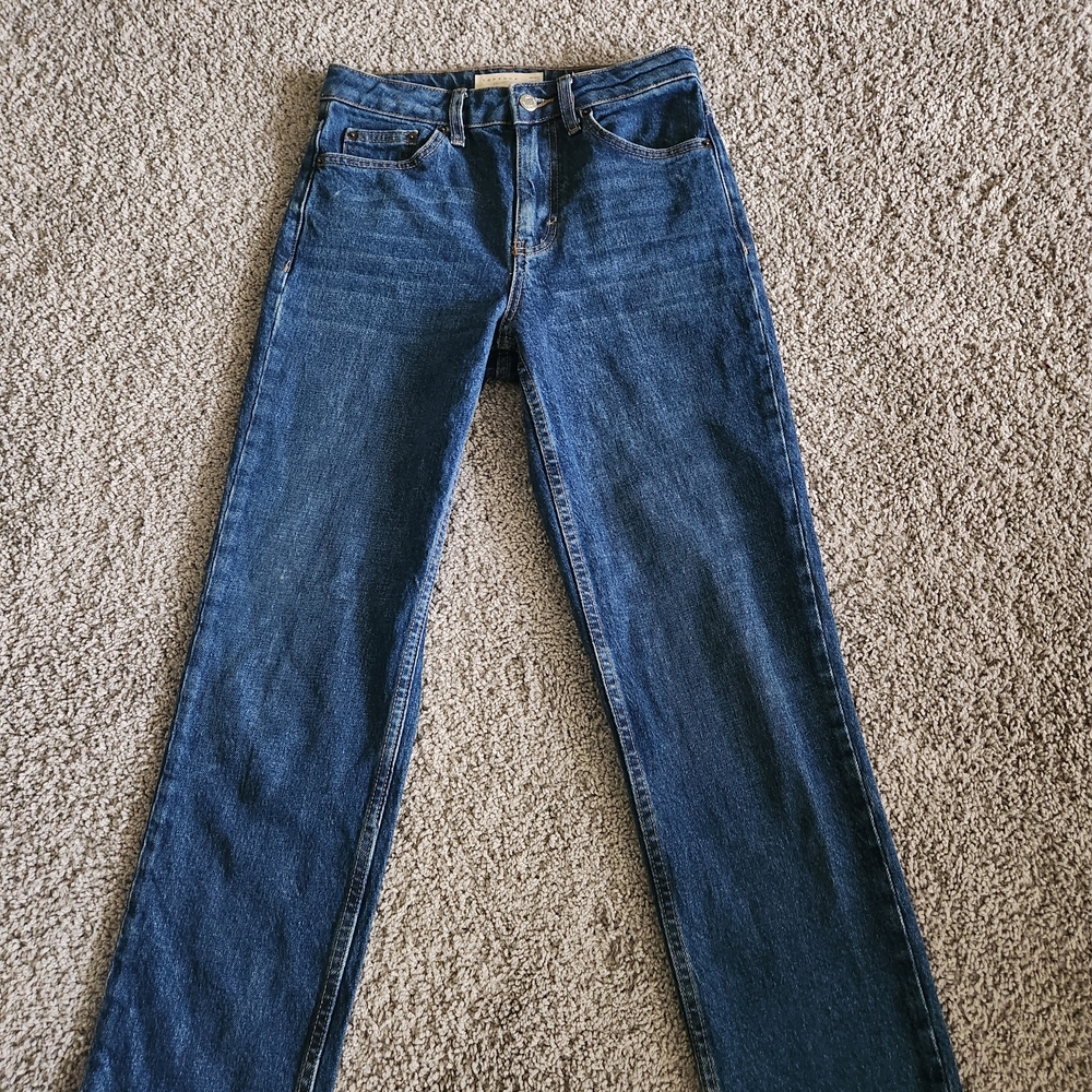 Topshop Dark Blue Straight Leg Jeans